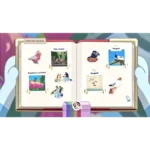 Open scrapbook page showing labeled bird stickers: Silly Galah, Rainbow Lorikeet, Seagull, Magpie on a two-page spread