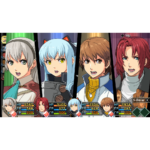 Combat_ALT__465941778603164 - Video Game Depot Four anime-style characters in a team lineup with portrait panels and HP/EP bars at the bottom.