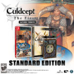 Cover art for Culdcept: The First, Saturn Tribute, Standard Edition, showing a fantasy warrior woman with a horned headpiece and three game boxes in the foreground.