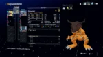 DSTS-NSW2-Screenshots-_2 - Video Game Depot Video game UI showing Digivolution screen: Greymon stats and avatar on left, large orange Digimon on right, with Digivolution history thumbnails at top-right.