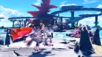 DSTS-NSW2-Screenshots-_3 - Video Game Depot Young woman rides a white dragon on a cracked stone path in a bright alien landscape with pink trees and blue sky