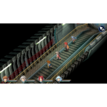 Exploring_Geofront_ALT__739831778603164 - Video Game Depot Isometric RPG scene: five characters walking up a metallic escalator in a sci‑fi station, HUD portraits at bottom.