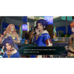 Cai with blue hair speaks to a group in a grand hall; subtitle reads, 'I'm sorry to ask, but I'll need everyone's help if I'm going to make this work.'