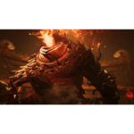Shuten-Doji__21286 - Video Game Depot Fiery armored demon towering in a dark arena, flames bursting from its head and shoulders.