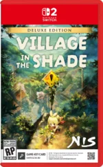 Nintendo Switch game cover for Village in the Shade: Deluxe Edition, showing a small character planting a sapling in a lush valley.