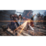 Wo_Long_Complete_Edition_Screenshot_3__618831781708399 - Video Game Depot Two warriors clash swords on a damaged rope bridge, sparks flying as they fight.