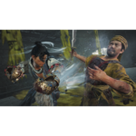 Wo_Long_Complete_Edition_Screenshot_4__207851781708399 - Video Game Depot Female fighter in ornate gauntlets punches a man in a yellow tunic during a battle in a dark, dungeon-like corridor.