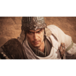 Wo_Long_Complete_Edition_Screenshot_5__978591781708399 - Video Game Depot Close-up of a male warrior wearing a metal helmet and fur-trimmed cloak, staring intently at the viewer.