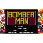 b4cecfdd-5f8a-474f-8dd9-76bb3e25d183__147191783709297 - Video Game Depot Bomberman title screen with Start and Continue options and 'Copyright 1985 Hudson Soft' text below.
