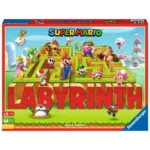 Box cover of 'Super Mario Labyrinth' board game with Mario and friends on a maze, Ravensburger logo visible.