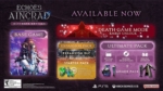 b8dac167-9fa0-4ba7-ba21-3b635191c2ae - Video Game Depot Echoes of Aincard Ultimate Edition promo banner showing Base Game panel with two characters, Expansion Pack, and Ultimate Pack panels on a dark purple background.