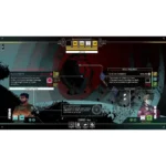 Sci‑fi game HUD showing two character portraits, central action panels, and objectives like 'Cut a Path' and 'Clear Debris' at the top.