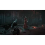 810136676174_relic_07_screenshot__343361787077954 - Video Game Depot Armored knight lunges toward a woman in a flowing red dress inside a ruined cathedral.