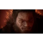810136676174_relic_08_key-art__235961787077954 - Video Game Depot Close-up of a blood-smeared, battle-worn man with a furious expression under red, smoky light.
