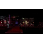 810174081077_03__692931789137568 - Video Game Depot Dim neon nightclub interior with a stage on the left and a bar on the right; characters stand by tables under colored lights.