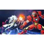 81HXwLgheHL_SL1500___999991785865291 - Video Game Depot Group of colorful superheroes charging forward in a space battle, with a large red mecha hero leading the attack against a starry backdrop.