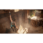 81t24qrHw3L_SL1500___460371785875618 - Video Game Depot Adventurer rappelling down a rope into a sunlit ancient temple with hieroglyph-covered walls and carved columns.