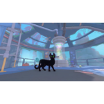 850075178155_catalog_06__997821786128124 - Video Game Depot Black cat with glowing green eyes stands in a futuristic dome lab, near a spiraling energy column on a pedestal.