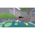 850075178155_catalog_10__591361786128124 - Video Game Depot Cartoon cat-like figure on a wooden bridge over a lily-filled pond in a garden scene.