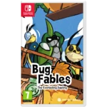 Nintendo Switch game cover for Bug Fables: The Everlasting Sapling with colorful insect characters on a bright blue background.