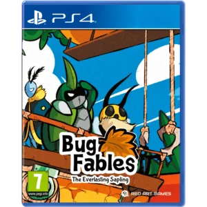 BUG-FABLES-EVERLASTING-SAPLING-EU-PS4-001-3760374320230 - Video Game Depot Cover art for Bug Fables: The Everlasting Sapling on a PS4 case, showing colorful insect characters against a blue sky background.