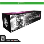 DarkSiders II: Apocalypse Edition game box with grayscale artwork and the title along the side, Xbox banner above the box, RP rating in corner.
