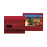 EVE-CART-DOOM-RTAIL10 - Video Game Depot Red Evercade cartridge and case displaying 'DOOM Collection 11' artwork with Doom branding and game cover art on the front panel.