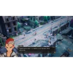 Vallis, a red-haired character, speaks in a fantasy-game dialogue box: 'Appealing to emotion—you heretics are all the same. Wade, silence him.'