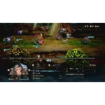 Turn-based RPG battle screenshot: party on left facing multiple enemies on a forested battlefield with ability cards and a UI showing Wade's stats and actions at bottom.