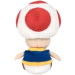 Back view of Toad from Mario, wearing a blue vest and yellow belt.