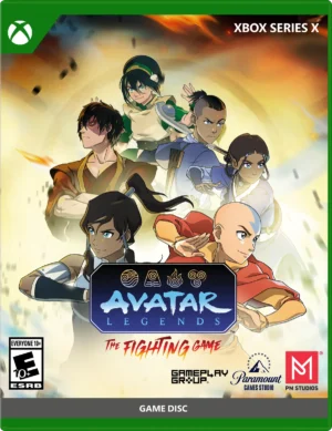 Group of Avatar: Legends characters posing for battle with a fiery sky behind the scene behind them.