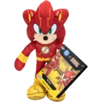 SONIC-FLASH-PLU-002-192995429130 - Video Game Depot Red plush toy of The Flash in a red suit with yellow lightning accents and a DC Comics tag attached.