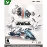 Xbox Series X game poster for Star Wars Galactic Racer with two armored pilots and racing ships beneath a stylized logo.