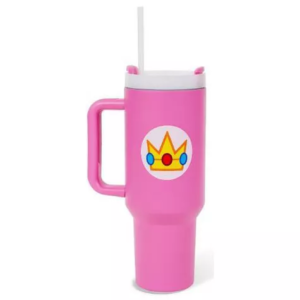Super Mario Peach 40oz Stainless Steel Tumbler with Handle, Straw & Lid by Pyramid America for Home / Office - 638211012293