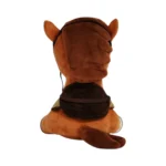 T34253_4 - Video Game Depot Back view of a brown plush dog toy wearing a dark collar, ears upright and tail curled behind.