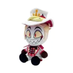 T39173_3 - Video Game Depot Soft plush toy of a cartoon skull-faced character in a circus outfit wearing a white top hat with yellow crown accents.