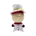 T39173_4 - Video Game Depot Plush chef toy seen from behind, wearing a tall white hat with yellow scarf and white coat with red trim.