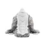 T59218_4 - Video Game Depot Gray plush dragon toy viewed from behind, showing its white belly and stitched decorative scales on the back (soft, fluffy fur).