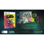 PlayStation 5 game Citizen Sleeper: Helion Collection box art with colorful yellow-pink cover and included posters, art cards, and sticker sheet shown on dark background.