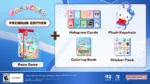 ee395314-e2dc-45c0-926f-9e1d711294f2 - Video Game Depot Hello Kitty Premium Edition banner showing base game, hologram cards, coloring book, sticker pack, and a plush keychain.