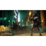 Armored knight confronts a skeletal ruler on stone steps inside a gothic throne room, torches and glowing light in the background (RuneScape DragonWILDS).