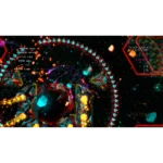 sektori-screen-02__358721785515556 - Video Game Depot Neon, geometric arcade shooter with colorful projectiles and a dark patterned background; score visible on the right: 2,764,690.