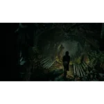 tormented-souls-2-screen-02__112421785523357 - Video Game Depot Dimly lit garden path with overhanging branches; a silhouette walks toward a distant figure in a gown, creating an eerie scene.