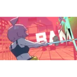 unbeatable-screen-01__857961785515553 - Video Game Depot Anime-style girl with pink hair swings a bat in a neon city playground; a large 'BOOM' appears in the background.