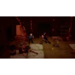walking-dead-streets-of-survival-deluxe-screen-06__687171785525067 - Video Game Depot Two pixel-art men fight in a dark, cluttered warehouse with glowing orange lights and scattered debris. One man swings a weapon at the other as they face off on a tiled floor.