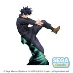 Anime-style action figure of a male character with spiky dark hair in a black hoodie delivering a high kick, brown booted feet, with green aura and SEGA Goods logo.