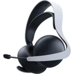 61PXZKN3-IL_AC_SL1500___403401785513058 - Video Game Depot Over-ear headset with black cups and a white headband, featuring an attached mic for gaming or calls, shown from a angled view.