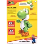 LETS-GO-YOSHI-TOY-002-192995413993 - Video Game Depot Poster for Super Mario featuring Yoshi on a bright yellow background with bold text and numbers; shows a large Yoshi figure and Mario at the bottom right.