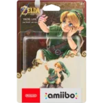 YOUNG-LINK-LOZ-OOT-AMIIBO-001-045496894740 - Video Game Depot Zelda: Ocarina of Time Young Link amiibo packaging showing a young Link figure in a green tunic with a decorative background and the Nintendo amiibo logo at the bottom