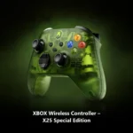 Xbox Wireless Controller X25 Special Edition in a translucent green shell with multicolored buttons.